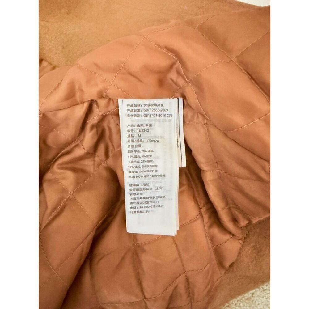 Abercrombie & Fitch Hooded Fur Trim Wool Toggle Peacoat Parka Womens M Camel Tan - Picture 12 of 13